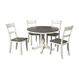                                                              							5-PC NELLING WHITE TWO-TONE 4 CHAIR...
                                                            						 