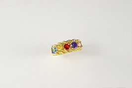 10K WIDE BAND 2-7 SYNTHETIC STONE FAMILY RING