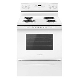 Amana - 4.8 CU FT WHITE COIL TOP SELF CLEAN STOVE