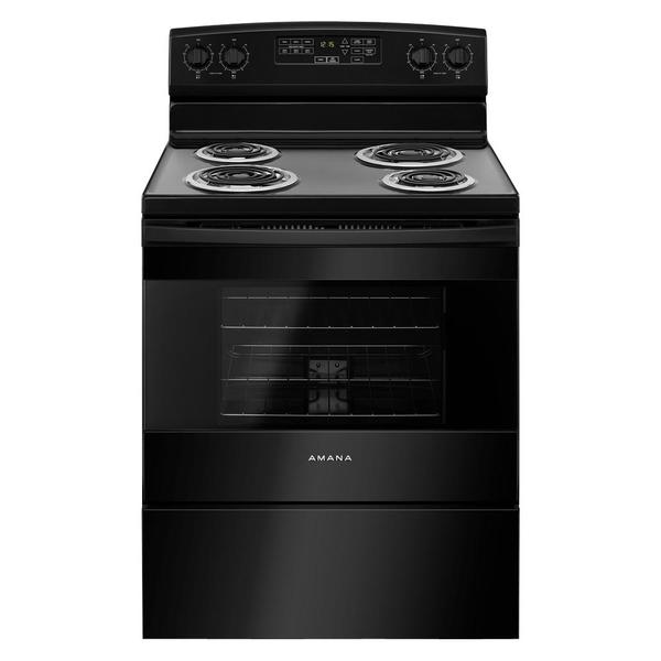 Rent-To-Own This Amana - 4.8 Cu Ft Black Coil Top Self Clean Stove At National